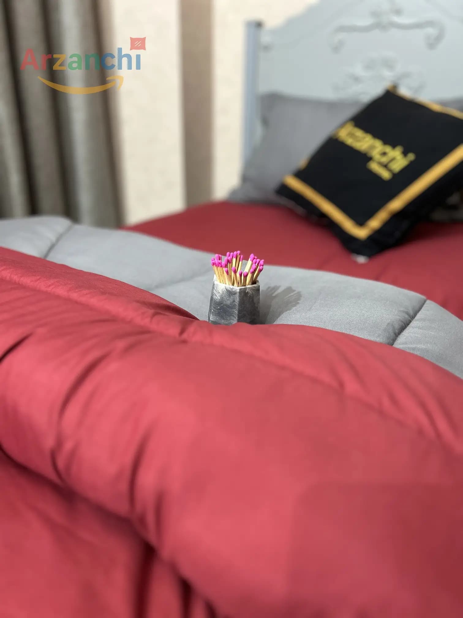 روتختی ساده زغالی و زرشکی کد S650 ارزانچی — تصویر ۳