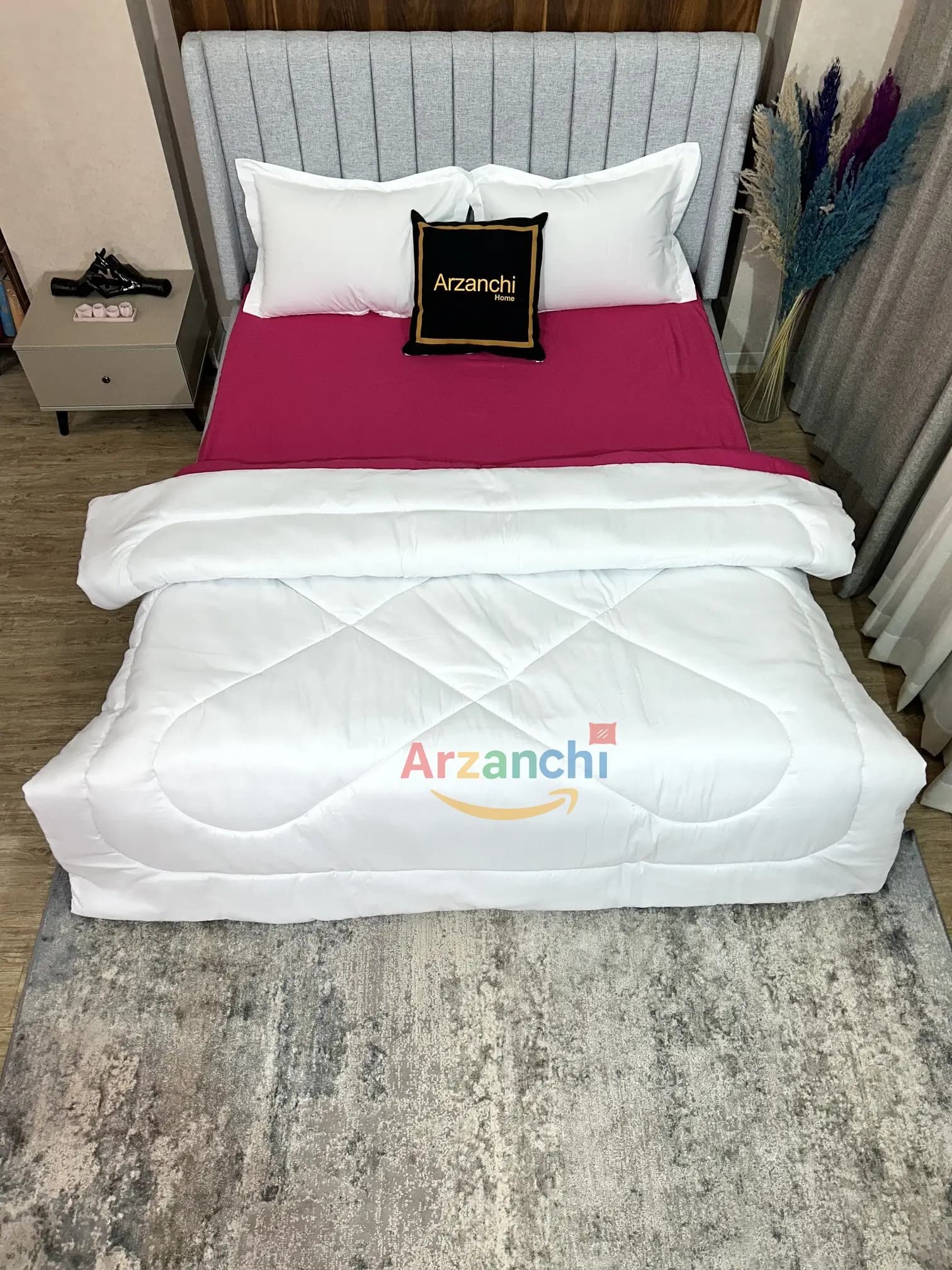 روتختی ساده سفید و سرخابی کد S701 ارزانچی