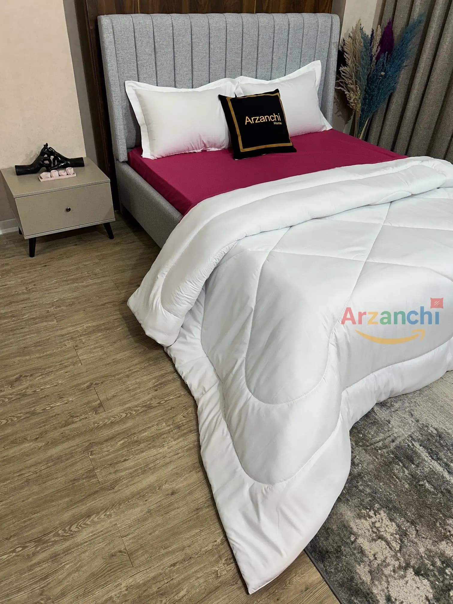 روتختی ساده سفید و سرخابی کد S701 ارزانچی — تصویر ۴
