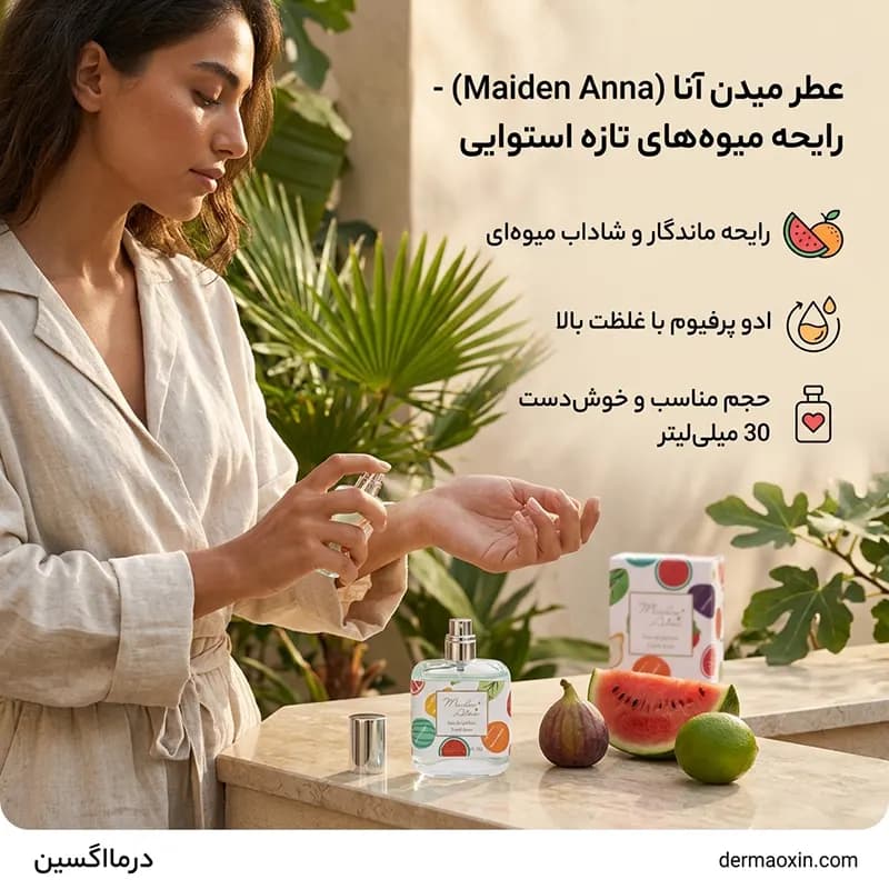 عطر بیکینی میدن آنا مدل Fresh fruit رایحه خنک و میوه استوایی — تصویر ۴