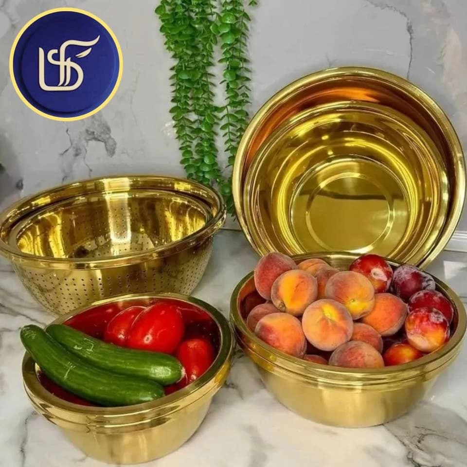 سرویس آبکش و لگن 10 پارچه طلایی یونیک