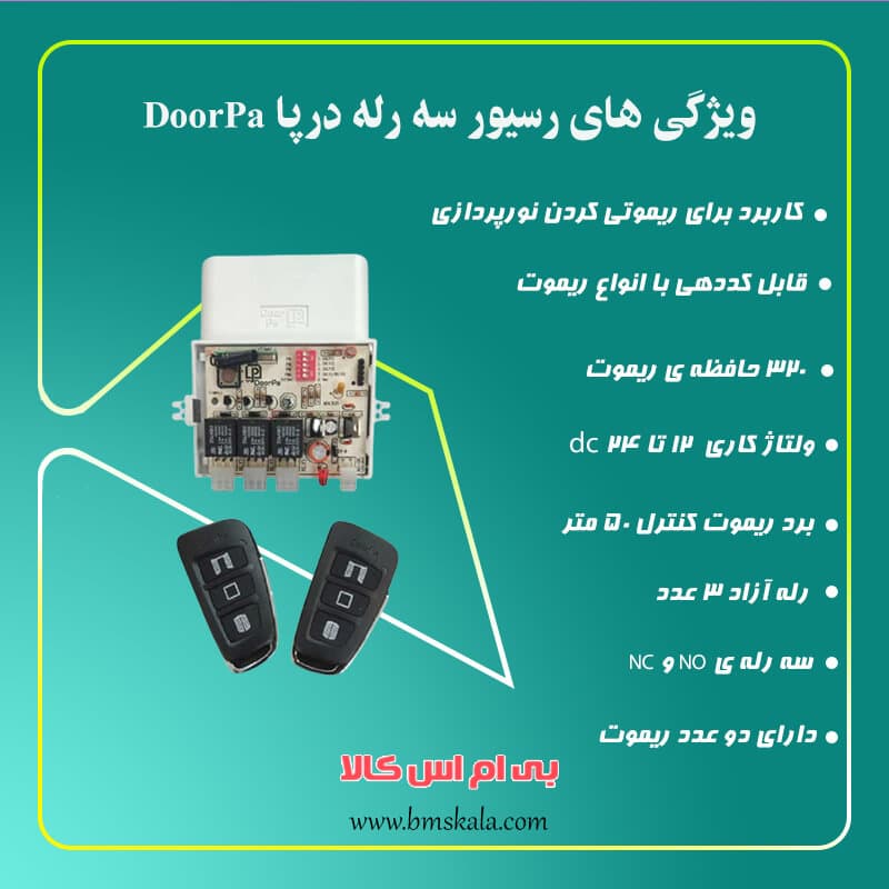 رسیور سه رله درپا DoorPa — تصویر ۳