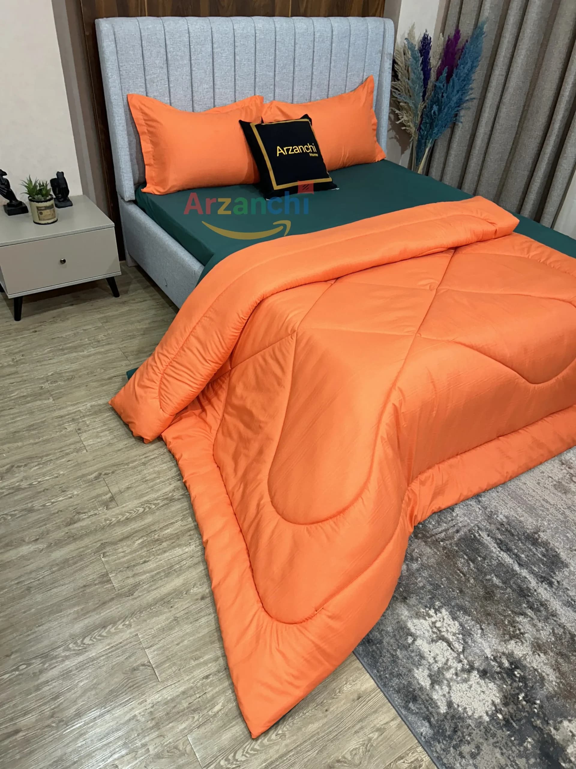 روتختی ساده سبزیشمی و نارنجی کد S711 ارزانچی — تصویر ۴