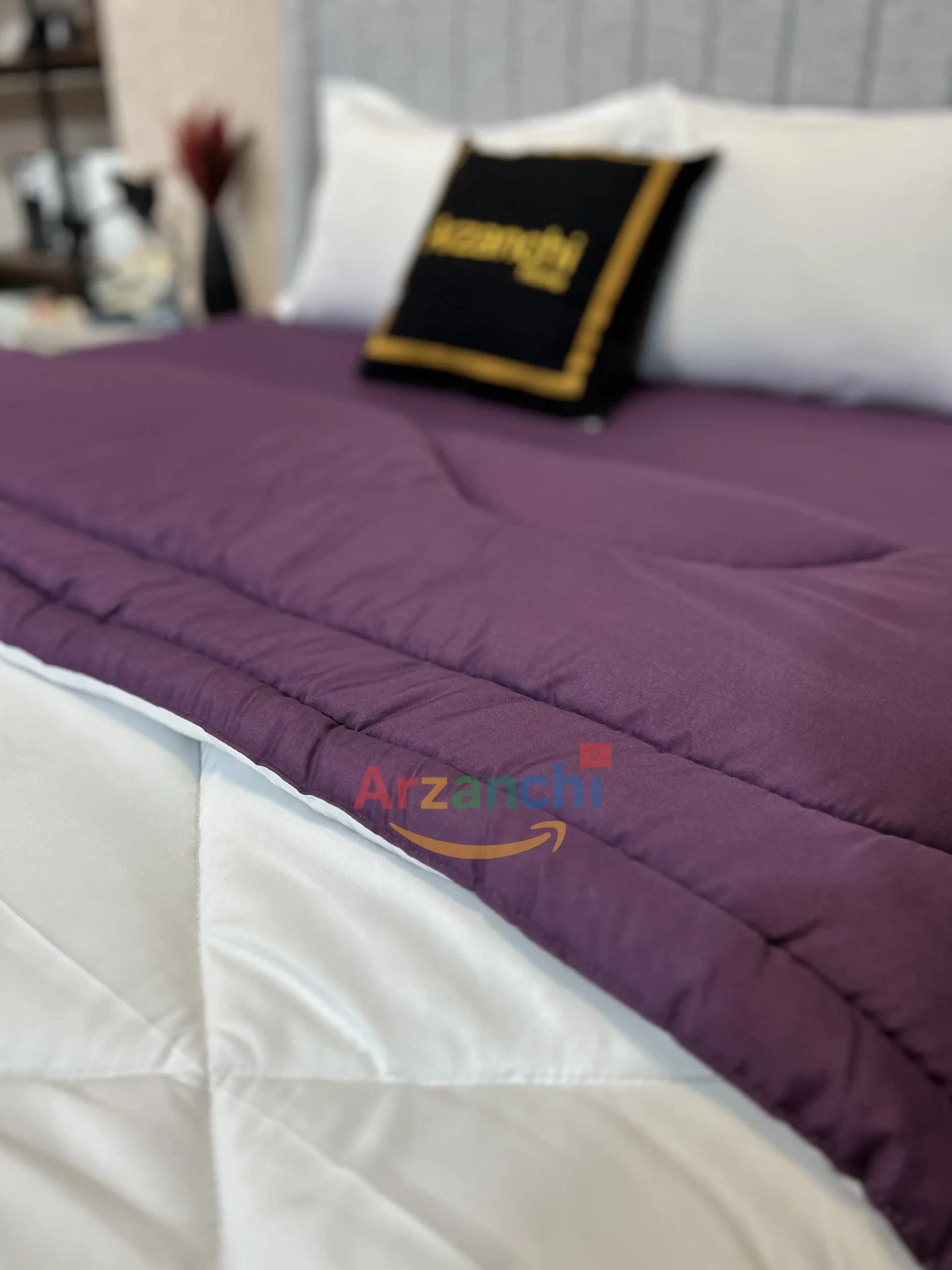 روتختی ساده بادمجانی و سفید کد S615 ارزانچی — تصویر ۴