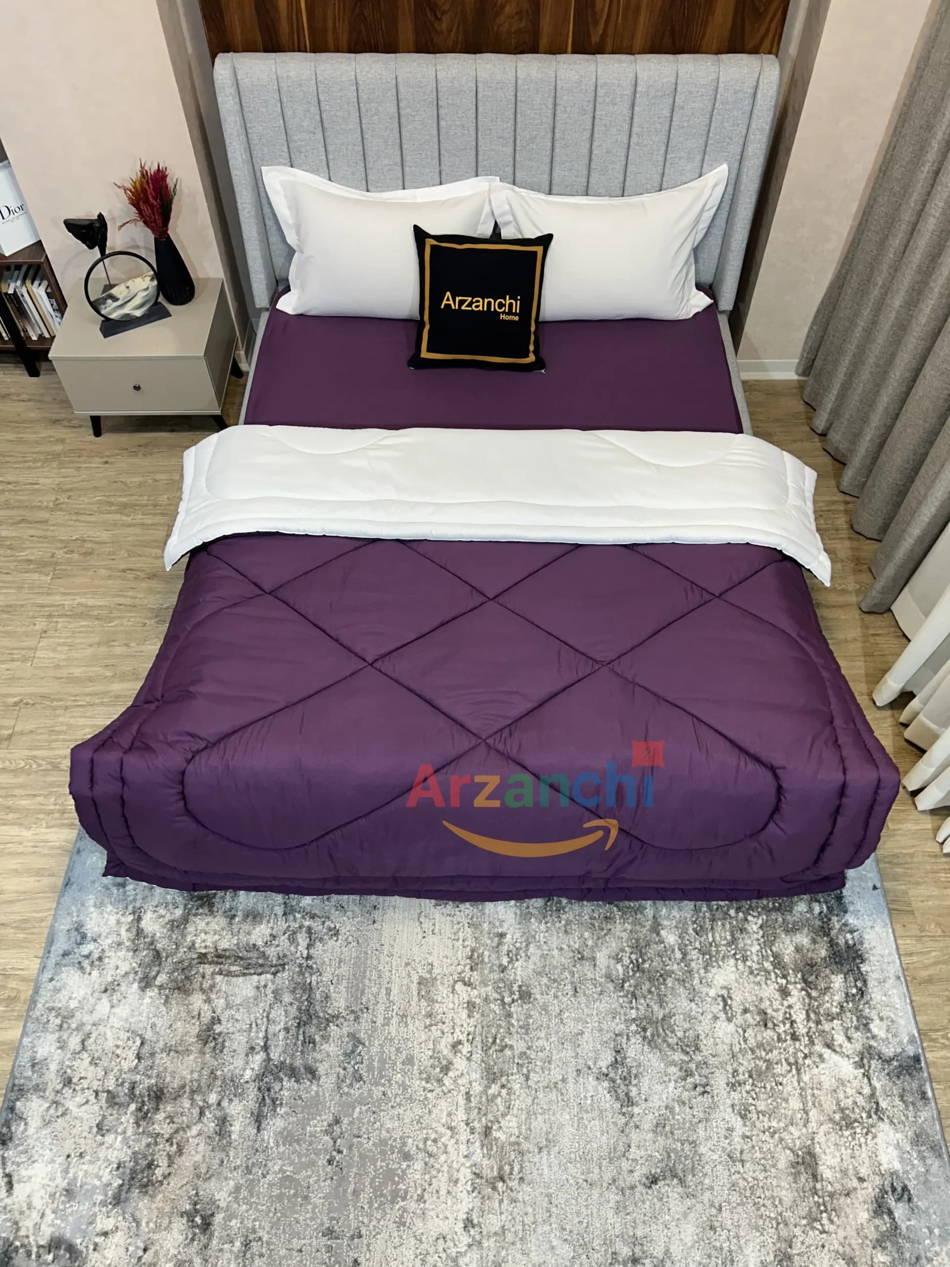 روتختی ساده بادمجانی و سفید کد S615 ارزانچی — تصویر ۲