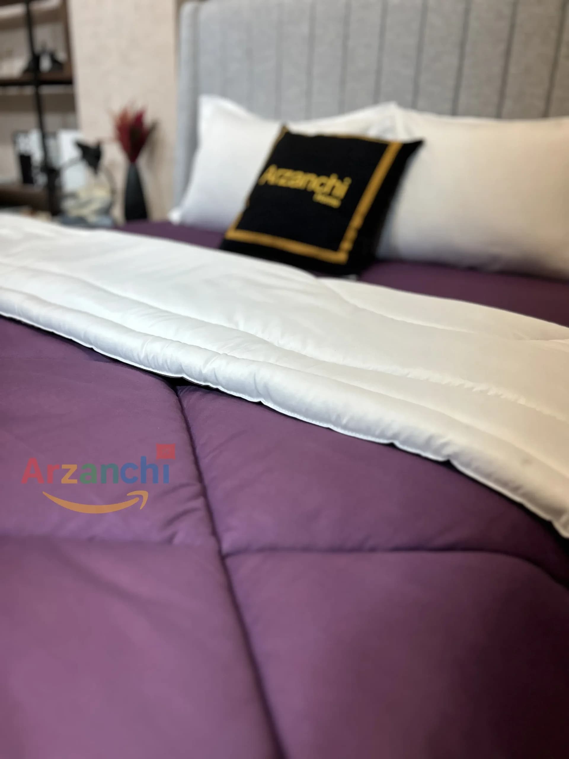 روتختی ساده بادمجانی و سفید کد S615 ارزانچی — تصویر ۶
