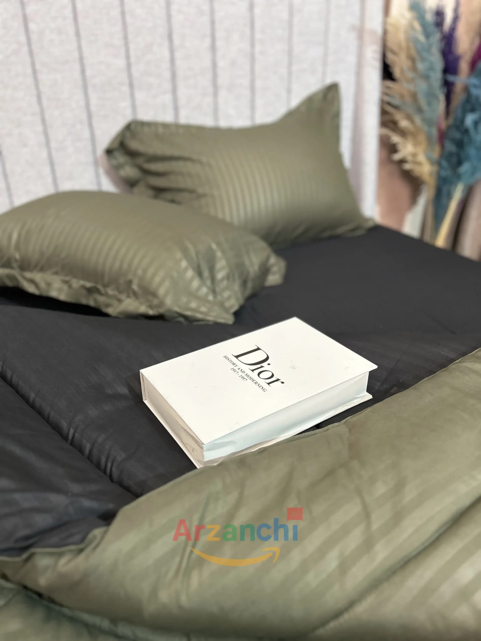روتختی هتلی سبز ارتشی و مشکی کد H704 ارزانچی — تصویر ۵