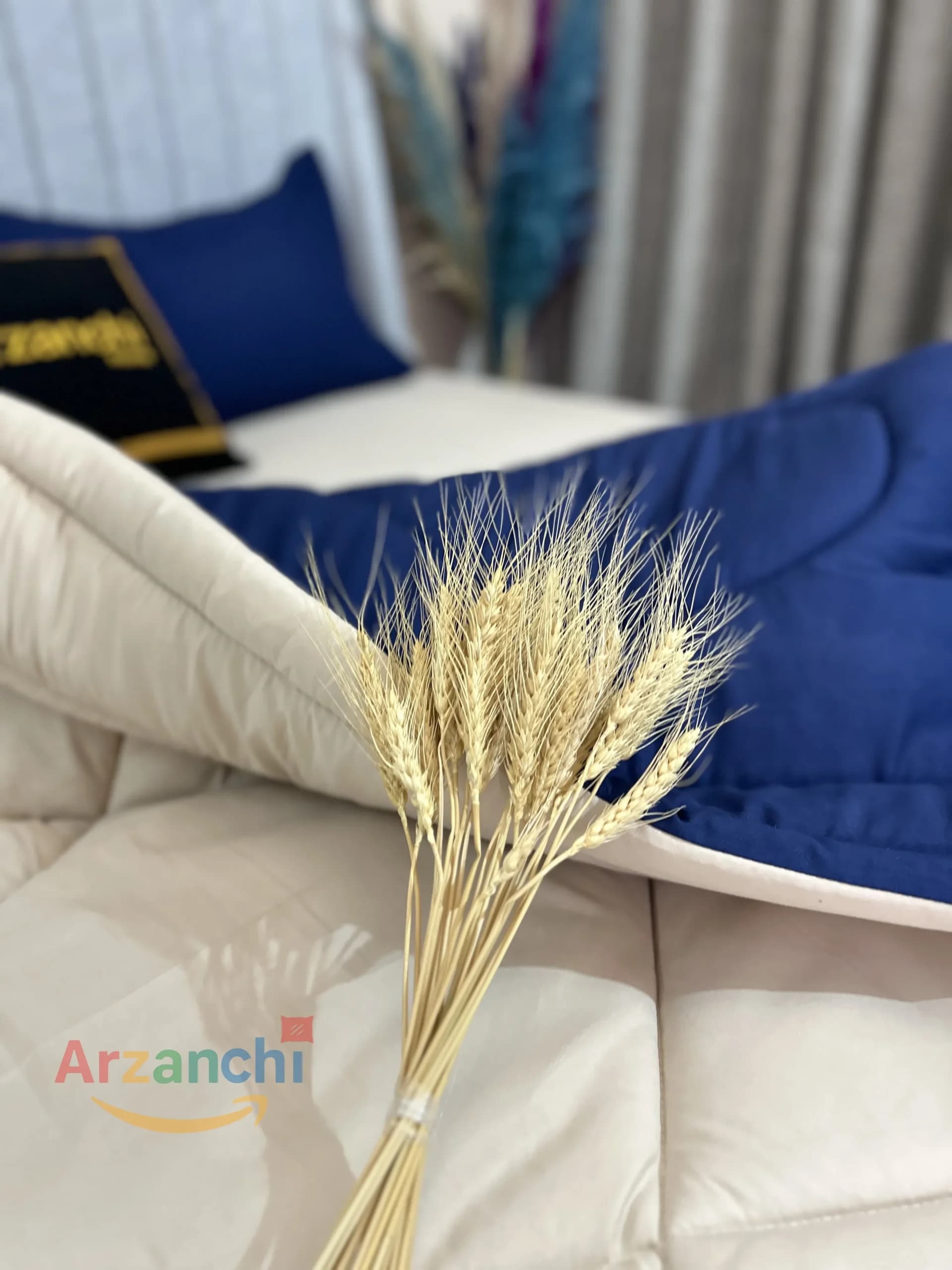 روتختی ساده سرمه ای و کرم کد S728 ارزانچی — تصویر ۶