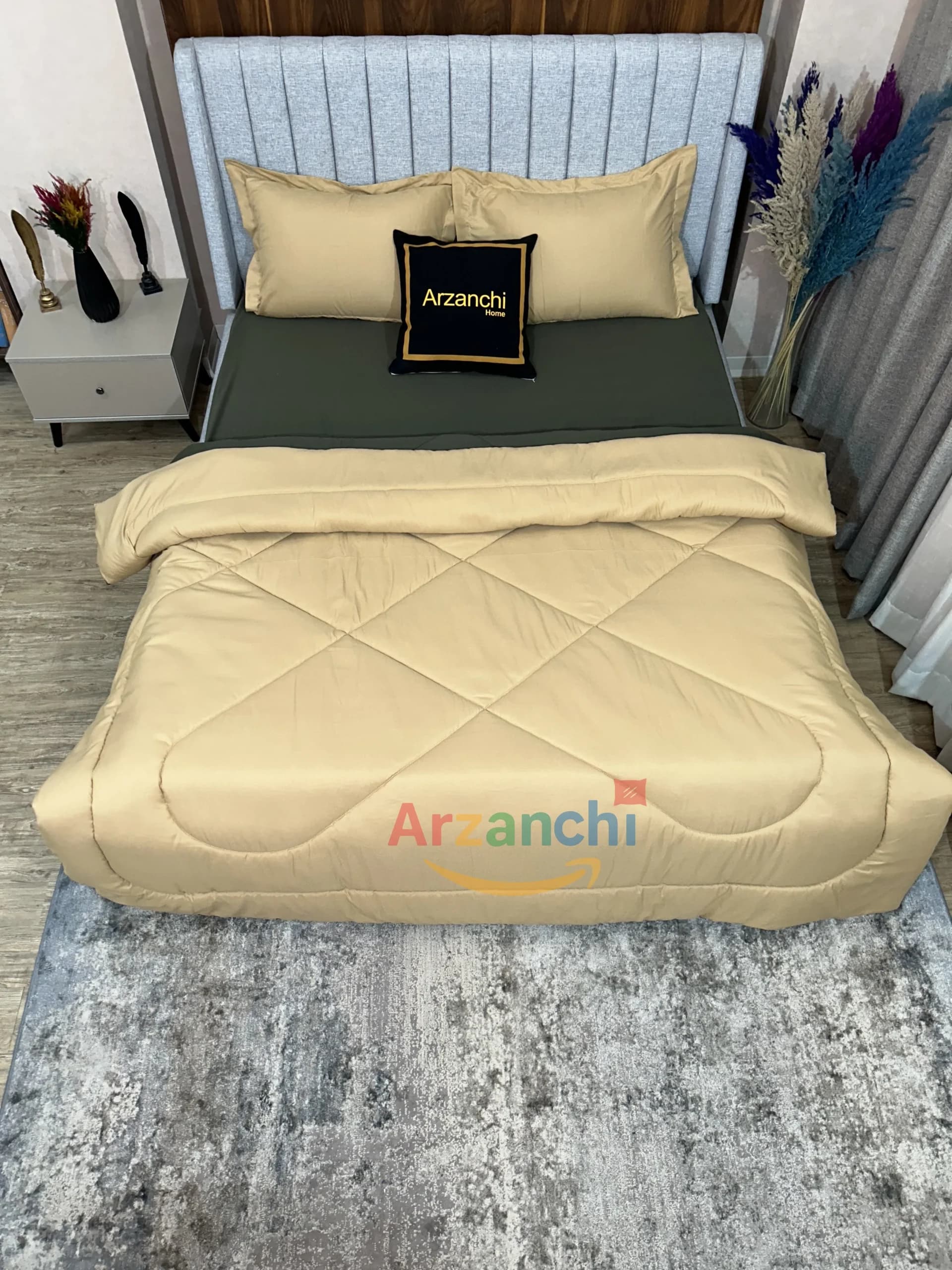 روتختی ساده سبزارتشی و کرم کد S697 ارزانچی — تصویر ۲
