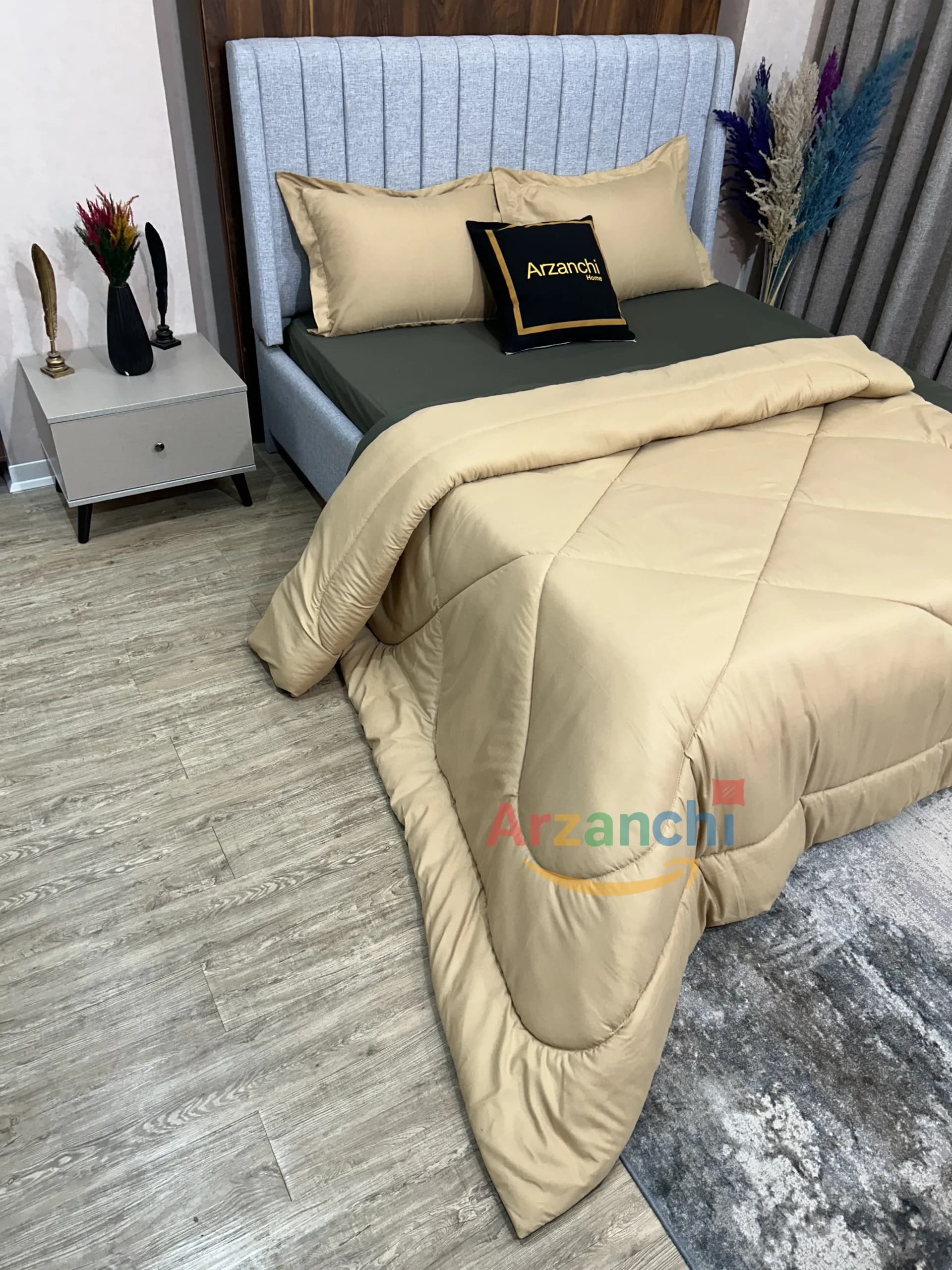 روتختی ساده سبزارتشی و کرم کد S697 ارزانچی — تصویر ۴