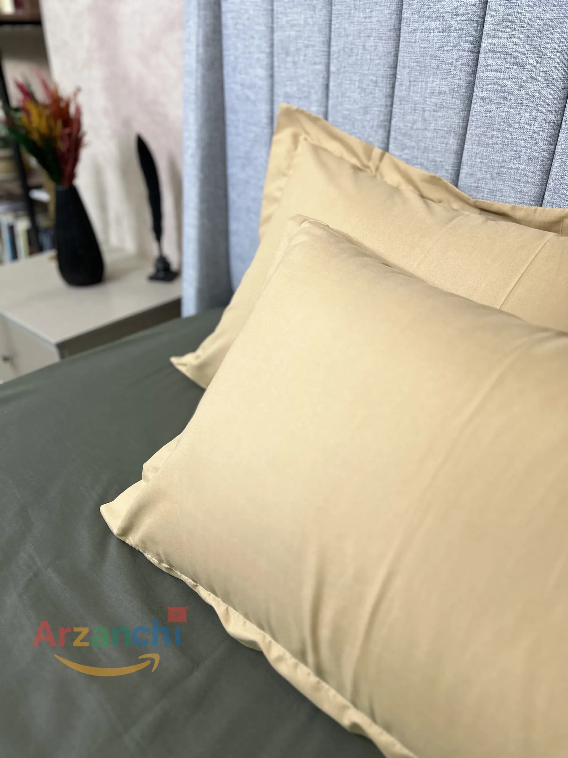 روتختی ساده سبزارتشی و کرم کد S697 ارزانچی — تصویر ۵