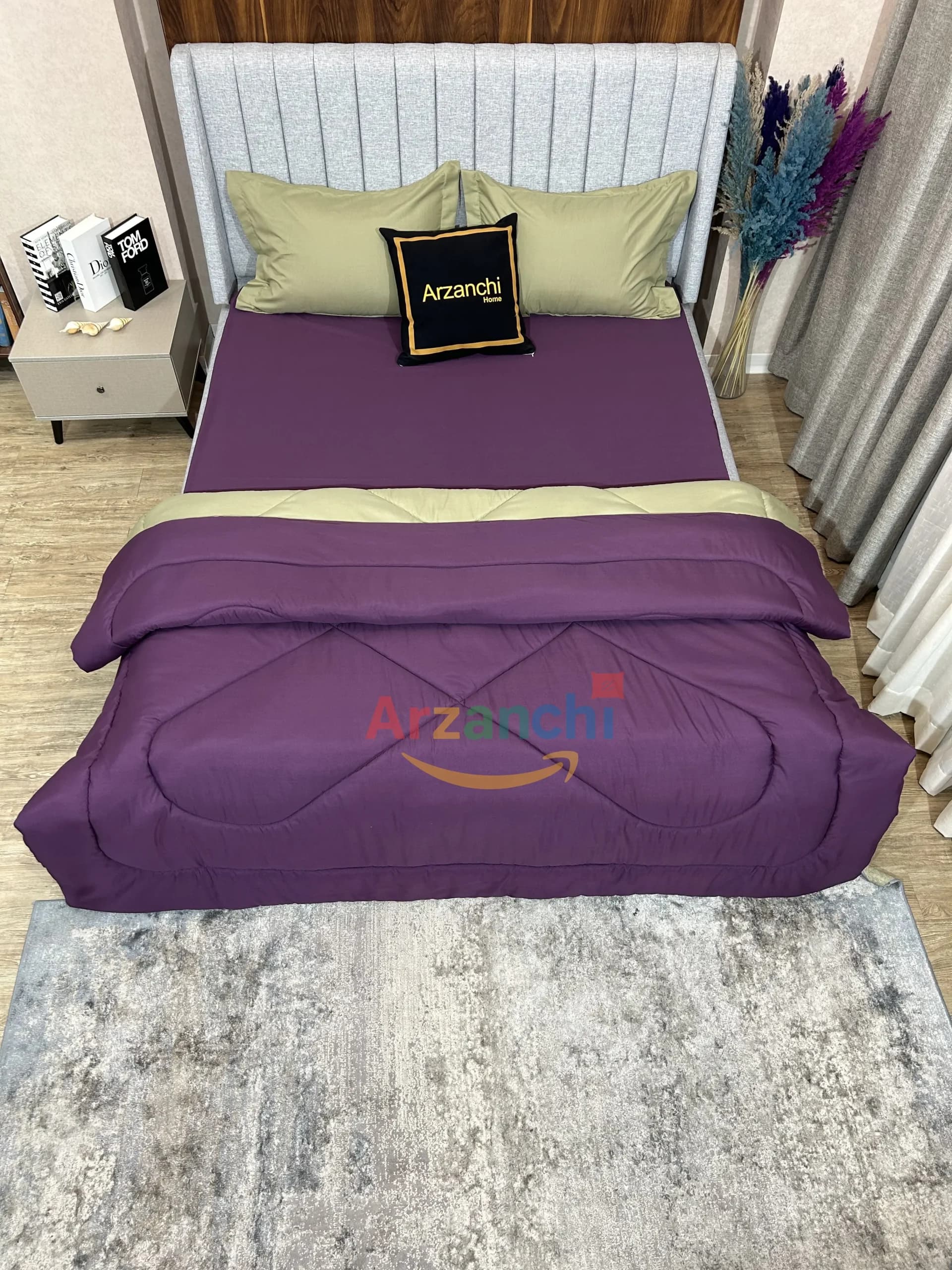 روتختی ساده سبزصدری و بنفش بادمجونی کد S743 ارزانچی — تصویر ۴
