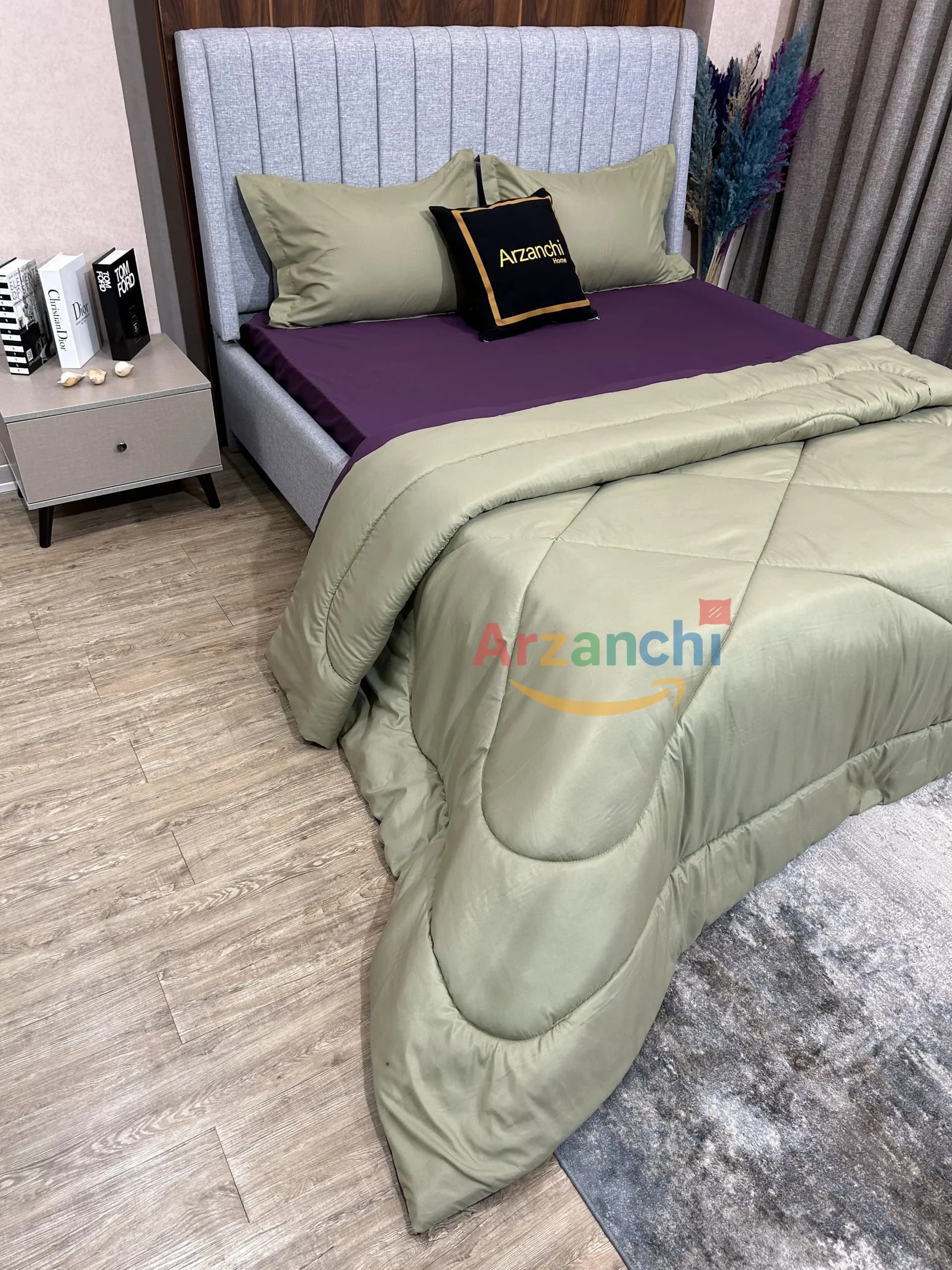 روتختی ساده سبزصدری و بنفش بادمجونی کد S743 ارزانچی — تصویر ۳