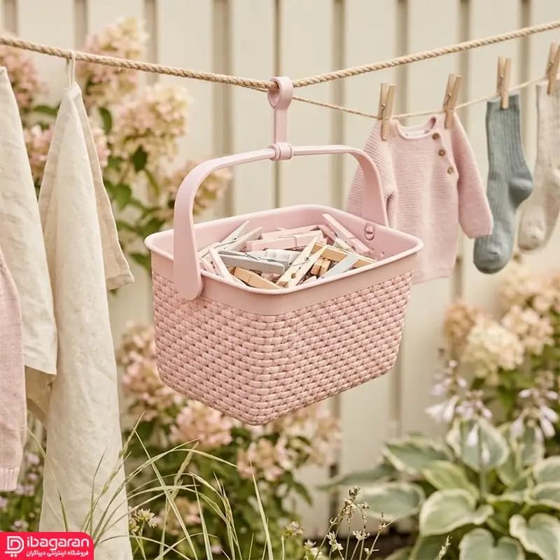 سبد گیره رخت لیمون طرح بافت مدل 2287 — تصویر ۶