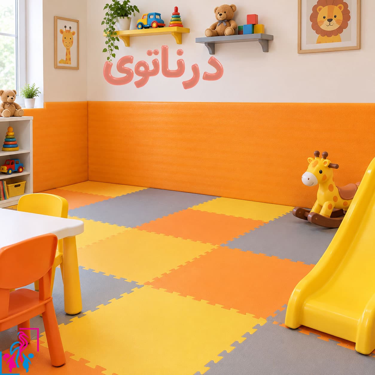 دیوارپوش رنگی مهدکودک نارنجی 10میل(50متر)