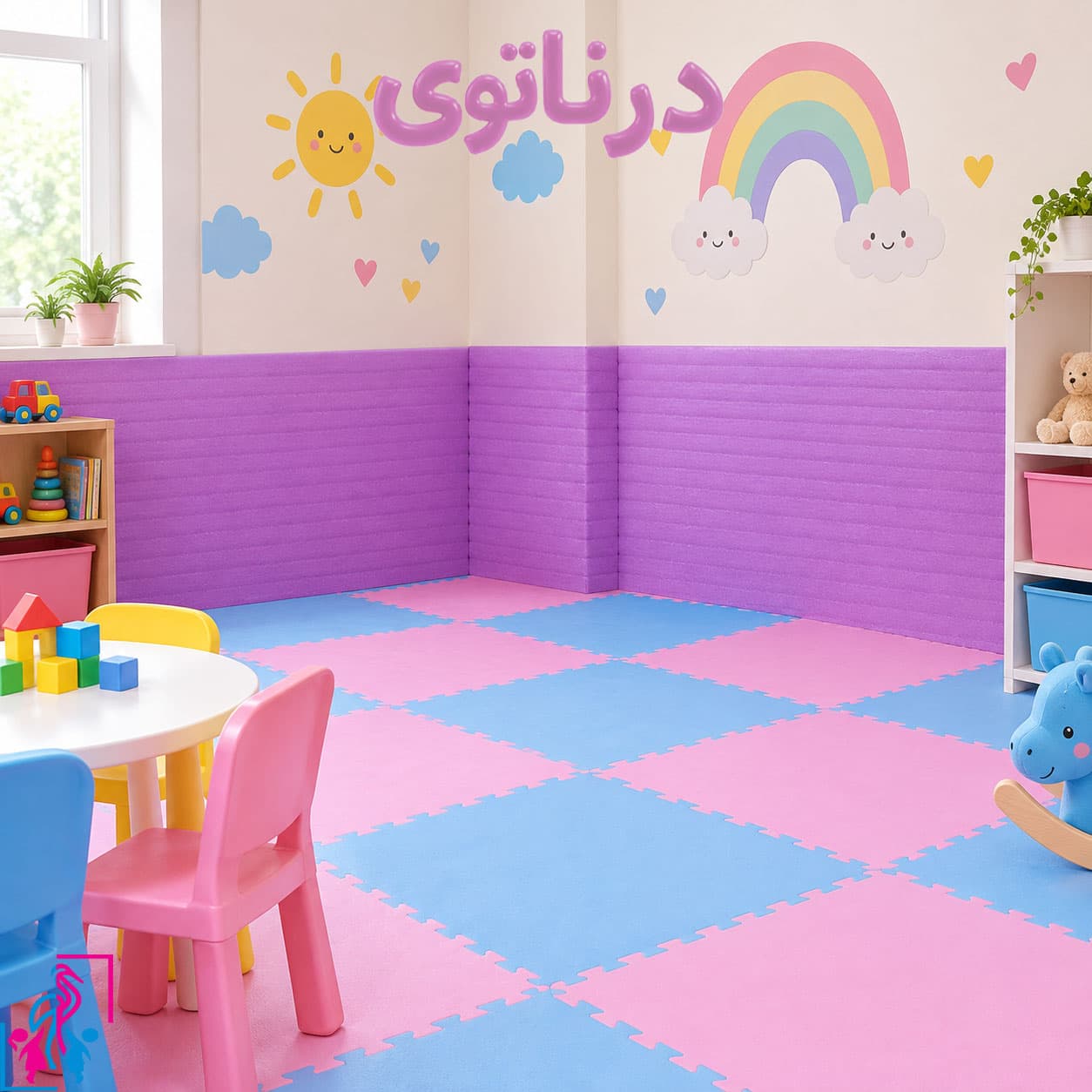 دیوارپوش رنگی مهدکودک بنفش 10میل(50متر)