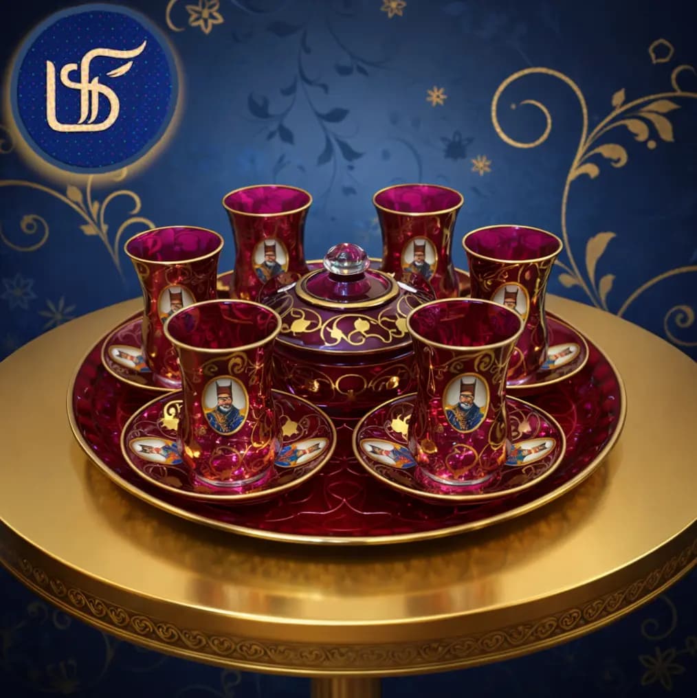 سرویس چای‌خوری 15 پارچه طرح شاه‌ عباسی — تصویر ۲