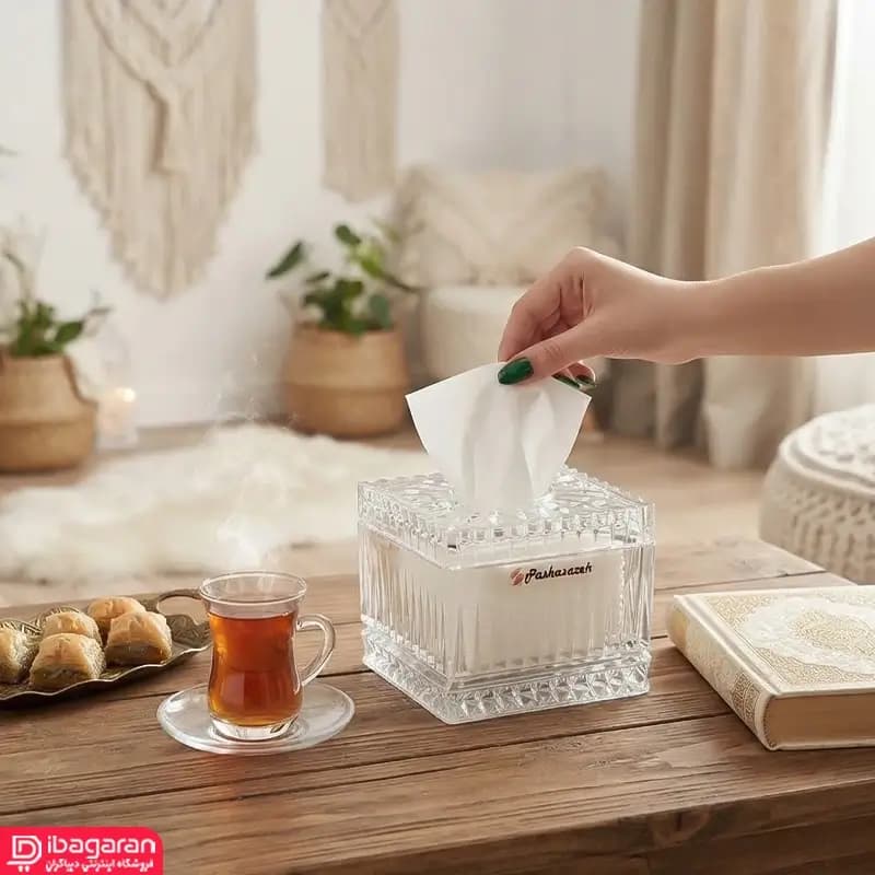 جا دستمال بلور مربعی پاشاسازه مدل الیسا 64001