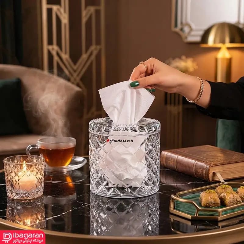 جا دستمال بلور استوانه پاشاسازه مدل رین 64004