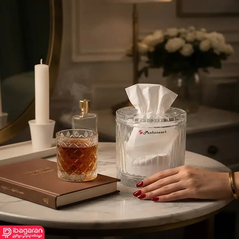 جا دستمال بلور استوانه پاشاسازه مدل الیسا 64003