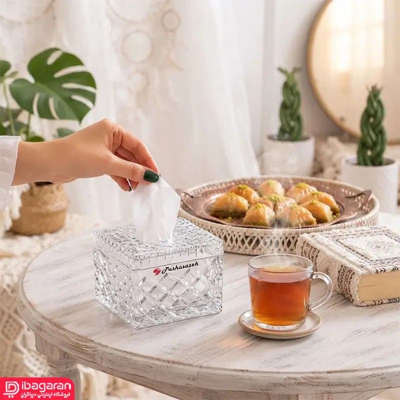 جا دستمال بلور مربع پاشاسازه مدل رین 64002 — تصویر ۶