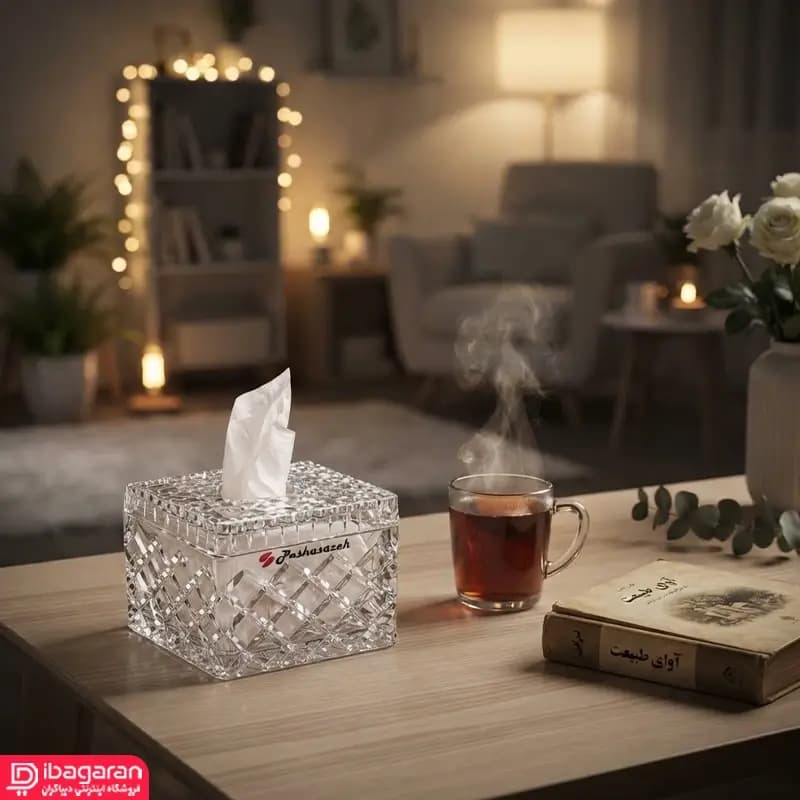 جا دستمال بلور مربع پاشاسازه مدل رین 64002