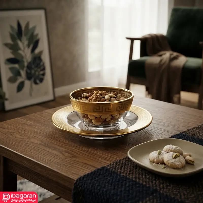 پیاله و پیش دستی بلور ایرانی حاشیه ورساچه — تصویر ۹