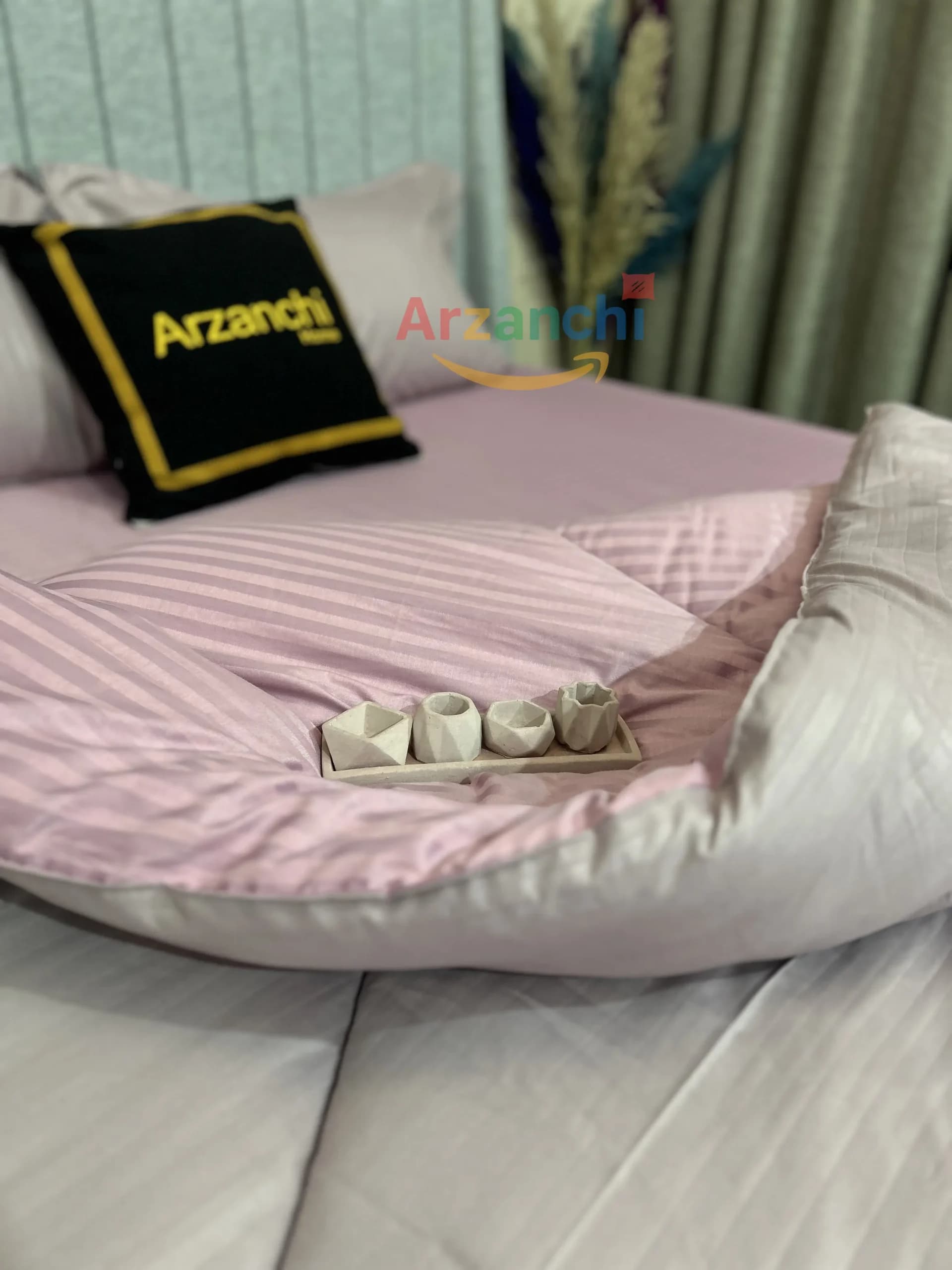 روتختی یک و نیم نفره هتلی کالباسی تیره و روشن کد H738 ارزانچی — تصویر ۶