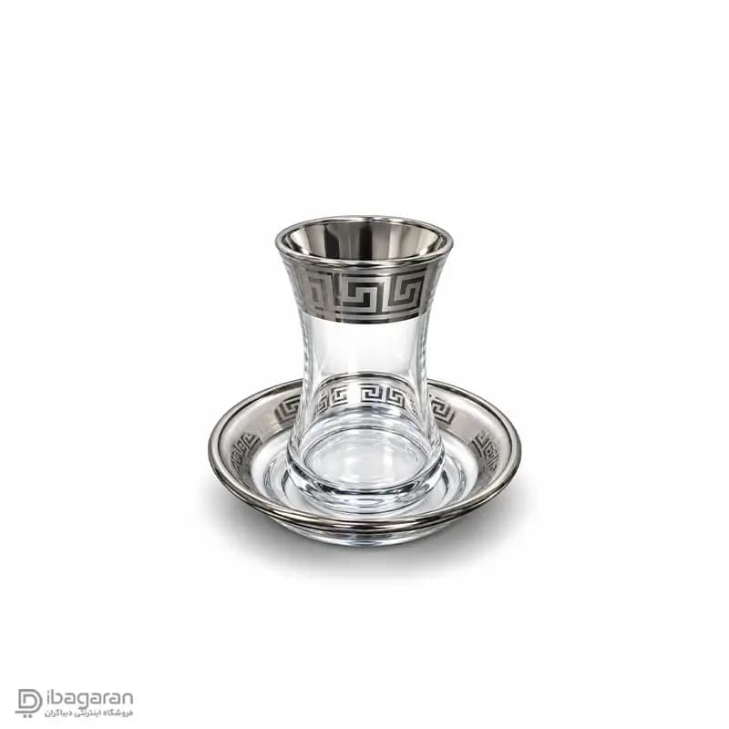 استکان کمر باریک و نعلبکی بلور کاوه طرح ورساچه — تصویر ۸