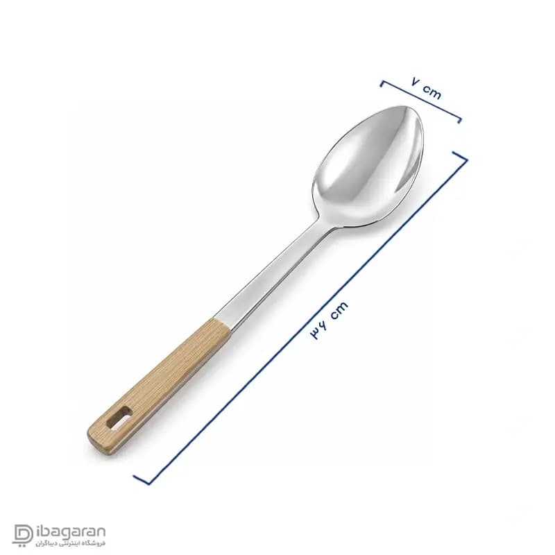 قاشق بزرگ استیل دسته چوبی ریما مدل 13294 — تصویر ۲