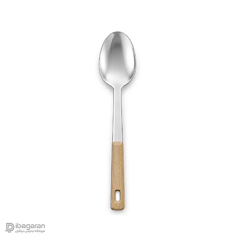 قاشق بزرگ استیل دسته چوبی ریما مدل 13294 — تصویر ۵