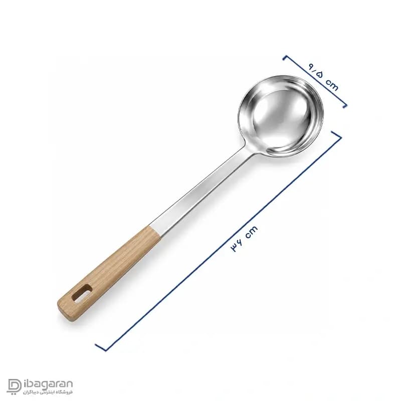 ملاقه استیل دسته چوبی ریما مدل 13296 — تصویر ۲