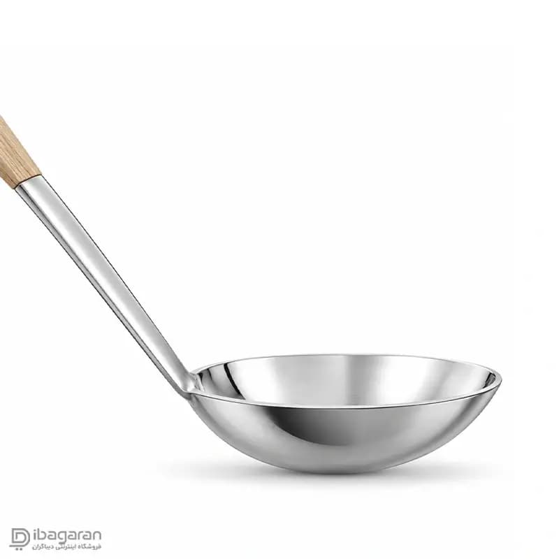 ملاقه استیل دسته چوبی ریما مدل 13296 — تصویر ۳