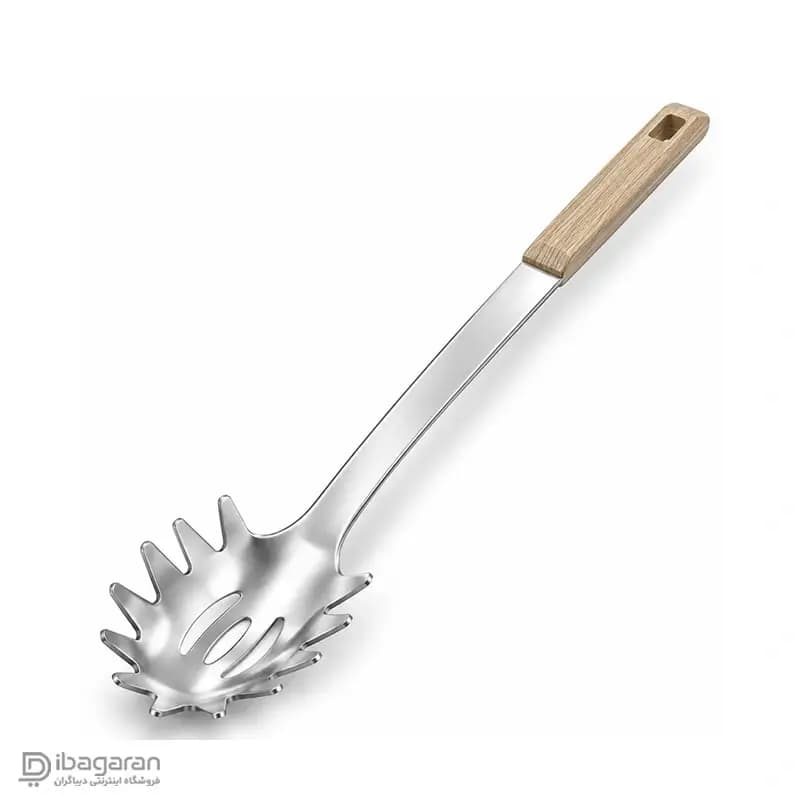 قاشق ماکارونی استیل دسته چوبی ریما مدل 13292 — تصویر ۵