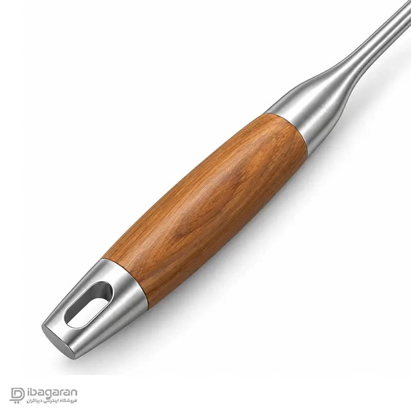 کفگیر تخت استیل دسته چوبی ریما مدل 13287 — تصویر ۵