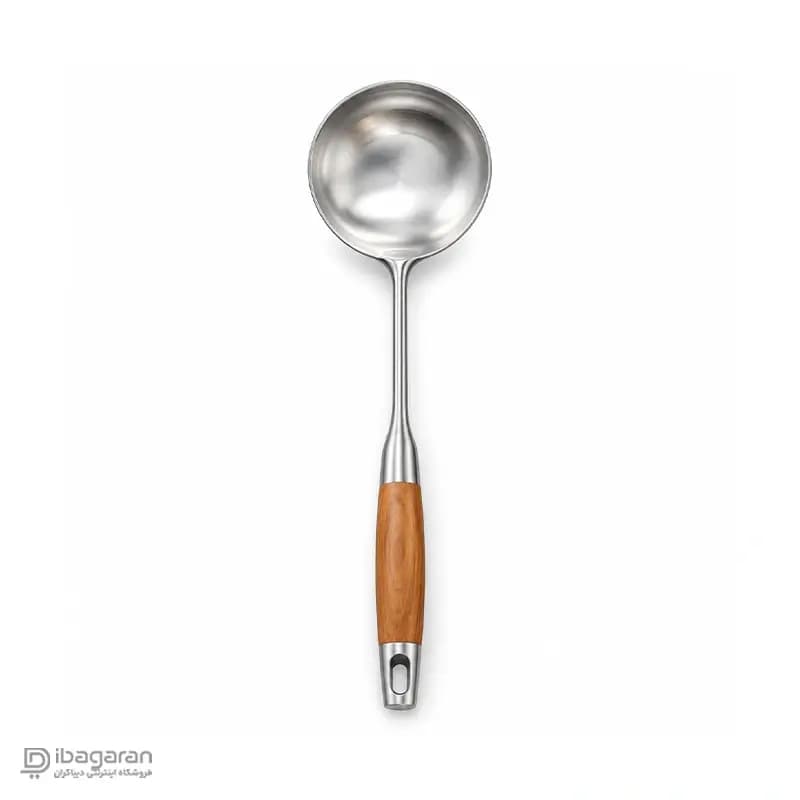 ملاقه استیل دسته چوبی ریما مدل 13288 — تصویر ۵
