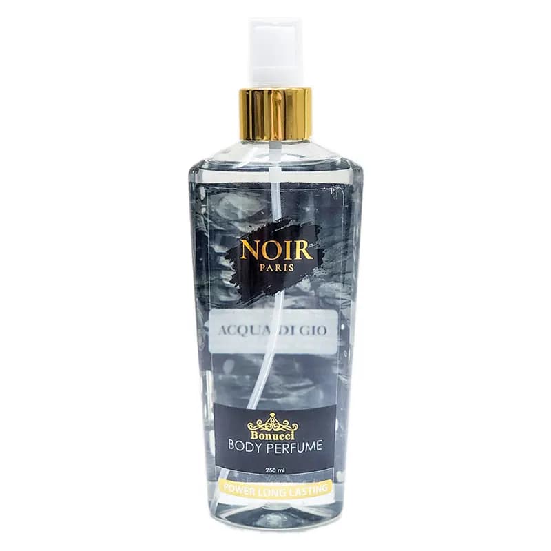 بادی اسپلش مردانه بونوچی مدل NOIR با رایحه آکوا حجم 250 میلی‌ لیتر