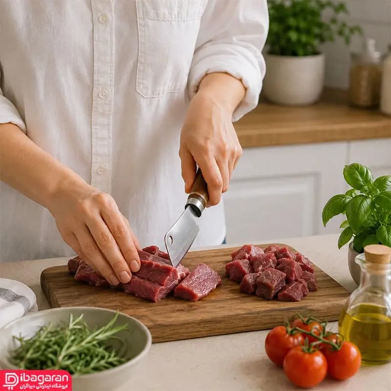 ساطور آشپزخانه استیل دسته چوبی ریما مدل 13245 — تصویر ۶