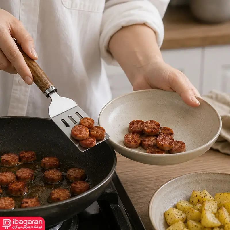 کفگیر تخت شیاردار استیل ریما مدل 13243 — تصویر ۶