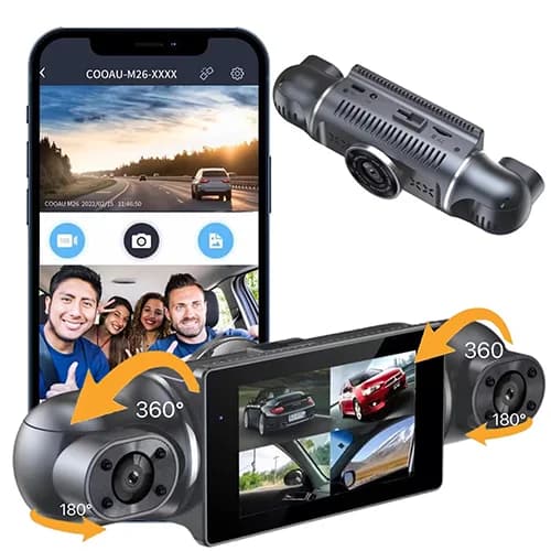 دوربین ثبت وقایع خودرو 4 لنزه 360 درجه وای فای دار Black Box M2 — تصویر ۴