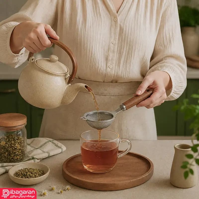 چای صاف کن استیل دسته چوبی ریما مدل 13231