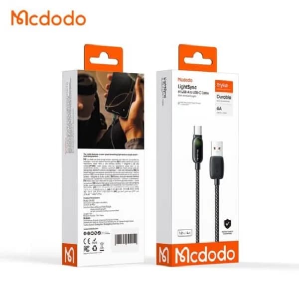کابل Type-C مک دودو Mcdodo CA-4520 طول 1.2 متر شدت جریان 6 آمپر اصلی — تصویر ۲