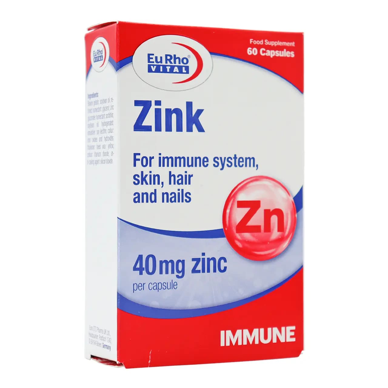 کپسول زینک 40 میلی گرم یوروویتال 60 عددی