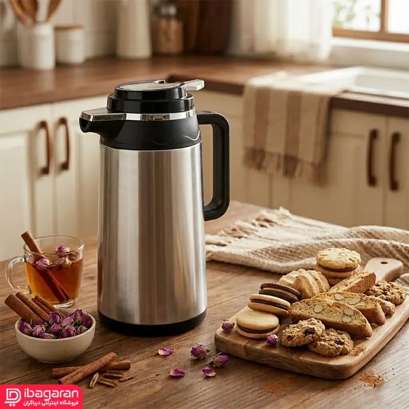 فلاسک استیل یونیک با محفظه شیشه ای — تصویر ۸