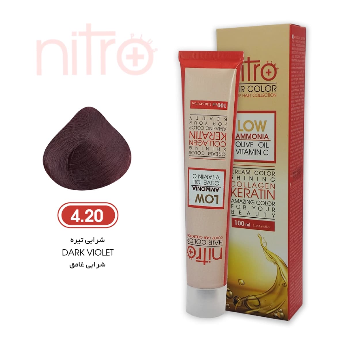 رنگ مو شرابی تیره نیترو حاوی کراتین Nitro Color 4.20