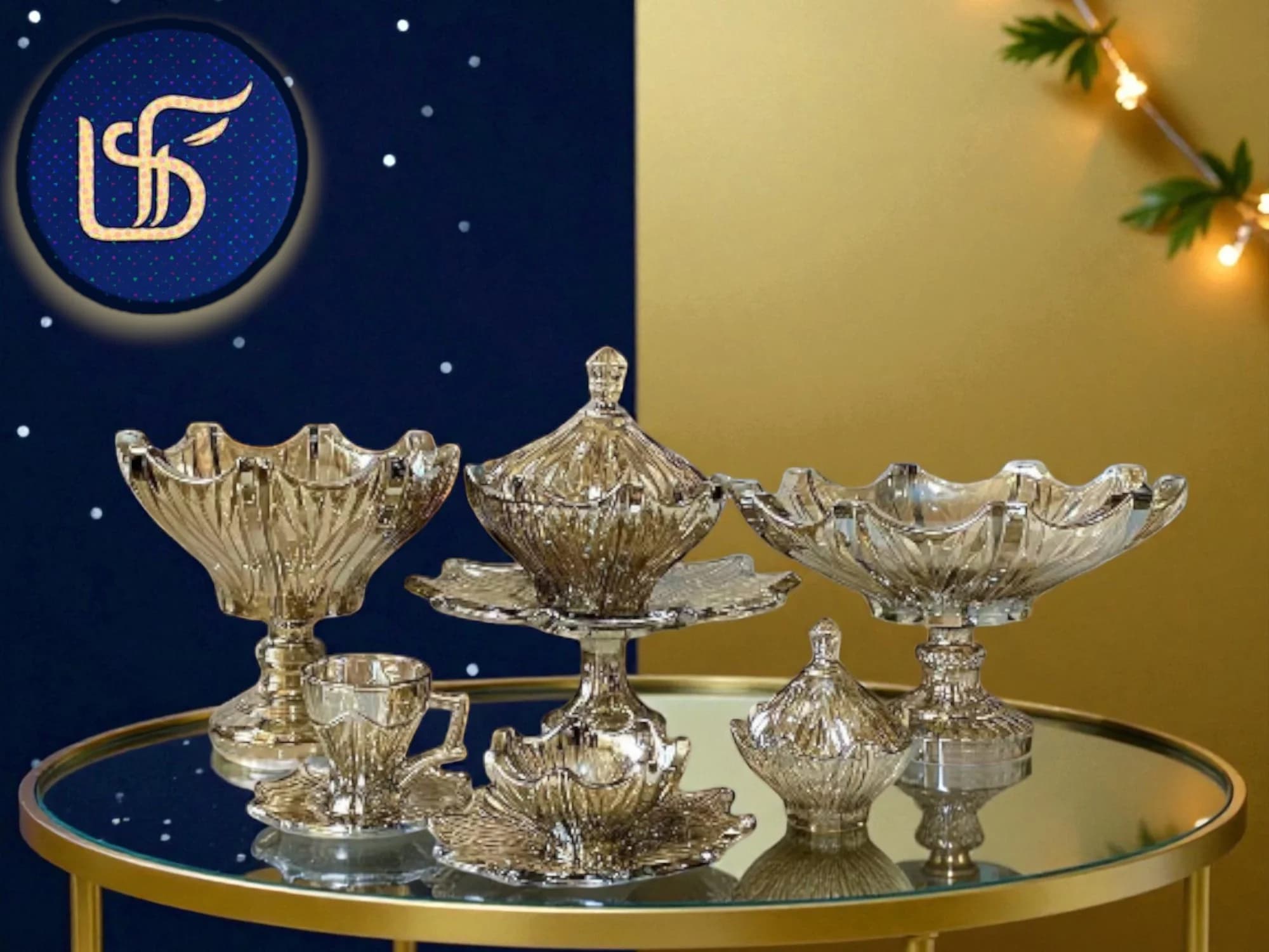 سرویس پذیرایی بلور رنگ شامپاینی — تصویر ۵