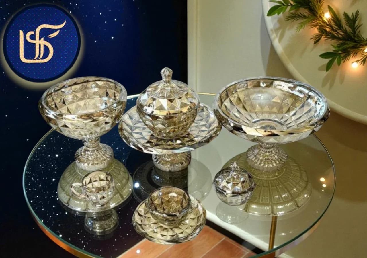سرویس پذیرایی بلور رنگ شامپاینی — تصویر ۴