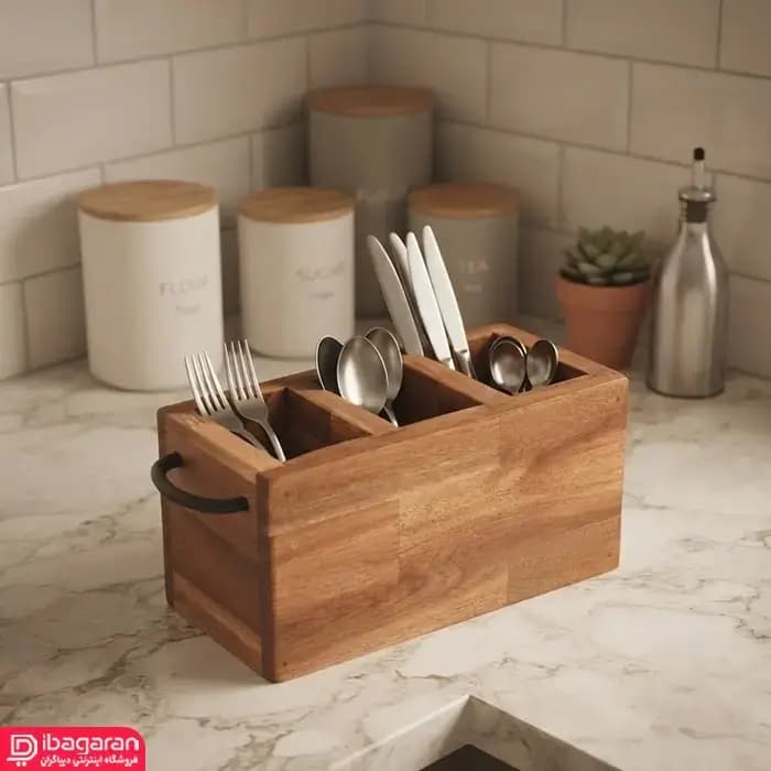 جا قاشقی چوبی یاکا مدل آکاسیا سه خانه