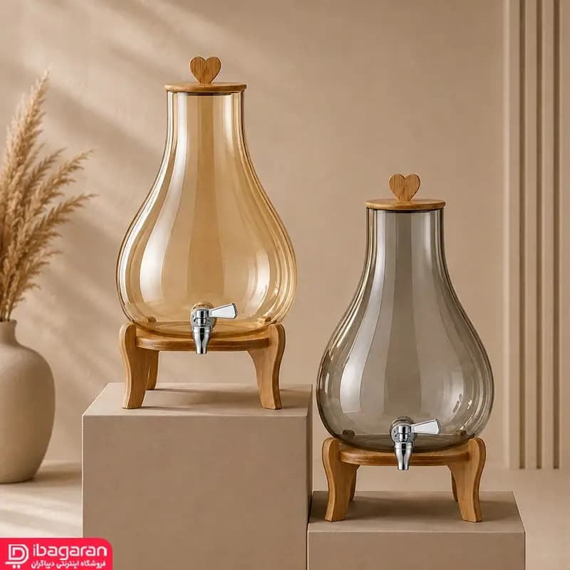 کلمن شیشه ای پایه چوبی ایلیا