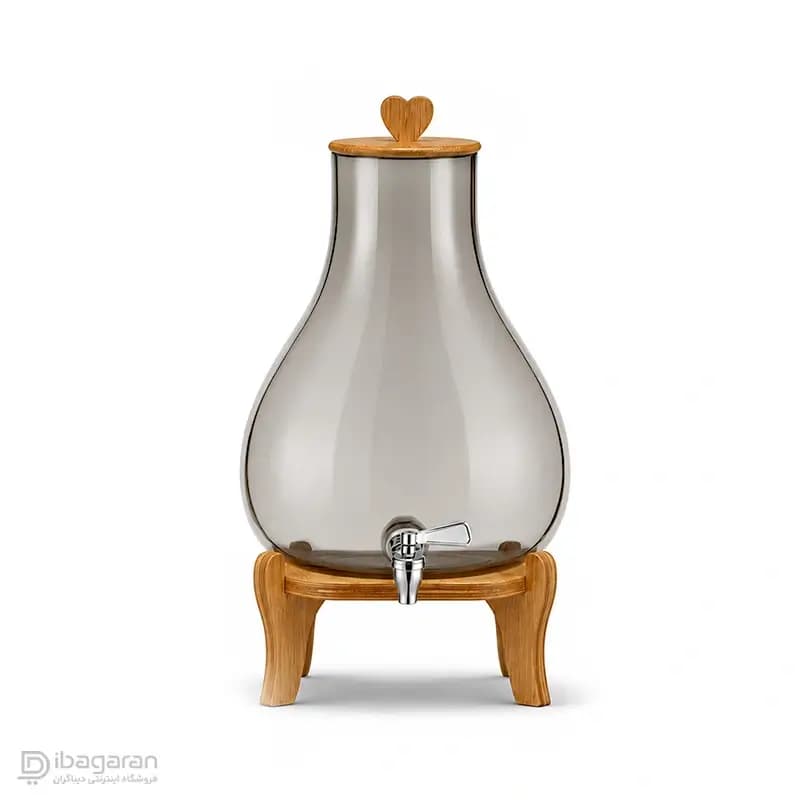کلمن شیشه ای پایه چوبی ایلیا — تصویر ۳